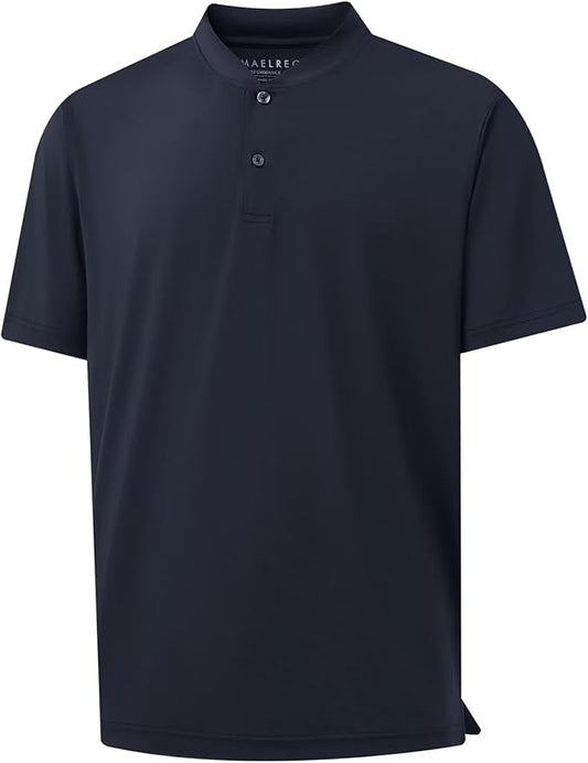 M MAELREG Collarless Golf Shirts for Men Dry Fit Moisture Wicking Performance Solid Casual Mens Henley Shirts Short Sleeve