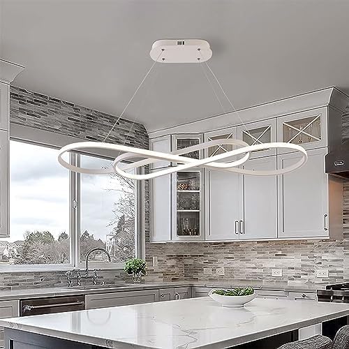 Led Pendant Lights for Kitchen Island Pendant Light Dining Room Chandelier Light Fixture, Dimmable Modern Led Chandelier,Adjustable Height Music Note Shape Modern Ceiling Light Fixture