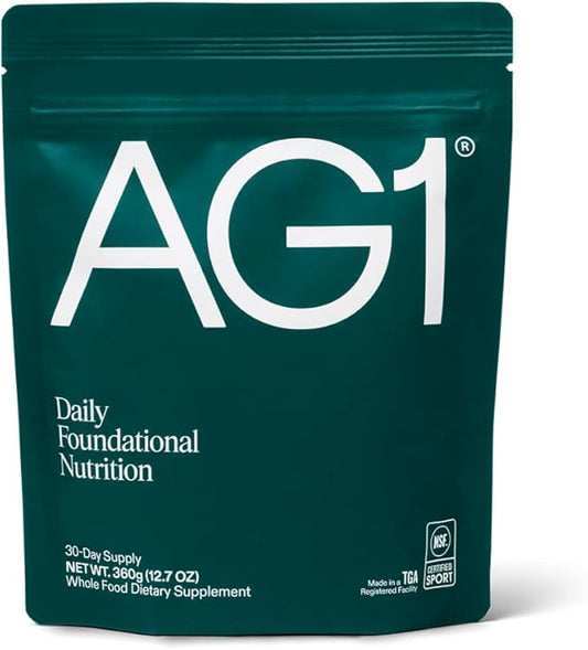AG1 Greens Powder Refill Pouch – 75 Vitamins, Multivitamin & Probiotic | Gut Health Support | Vegan, Keto, Gluten Free | Athletic Greens Supplement - Pouch Only, Classic Formula