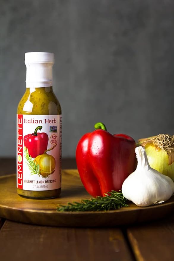 LEMONETTE Sugar Free, Low Cal, Low Fat Salad Dressing: Creamy Italian Herb 1 Gourmet 12oz bottle- Keto, Sugar Free,Gluten Free, Vinegar Free, Soy Free, Dairy Free, Canola Free, Vegan Certified