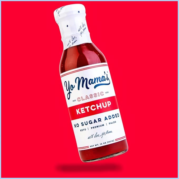 Yo Mama's Foods Keto Classic Ketchup – Pack of (4) - No Sugar Added, Low Carb, Vegan, Gluten Free, Paleo Friendly, and Made with Whole Non-GMO Tomatoes!