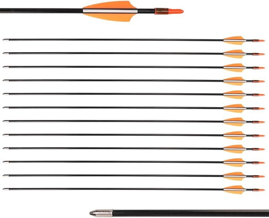 LWANO 28" Fiberglass Arrows - Archery Practice Target Arrows with Blunt Tips Durable Shaft for Youth Kids Children Beginners on Recurve&Long Bows(Pack of 12)