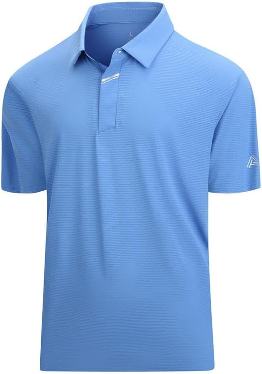 Damipow Premium Golf Shirts for Men Dry Fit Performance Polo Short Sleeve Collared Shirt