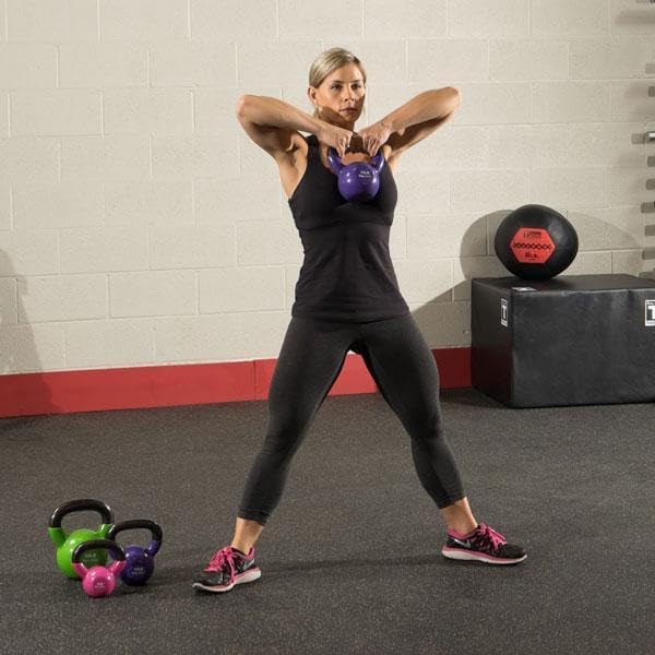 Body-Solid Vinyl Coated Kettlebells with Kettle Grip Handles, Perfect Kettlebells for Weight Training and Core Workout Exercise Equipments