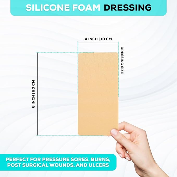 MedVance TM Silicone - Silicone Adhesive Foam Absorbent Dressing, 4"x8", Box of 5 dressings