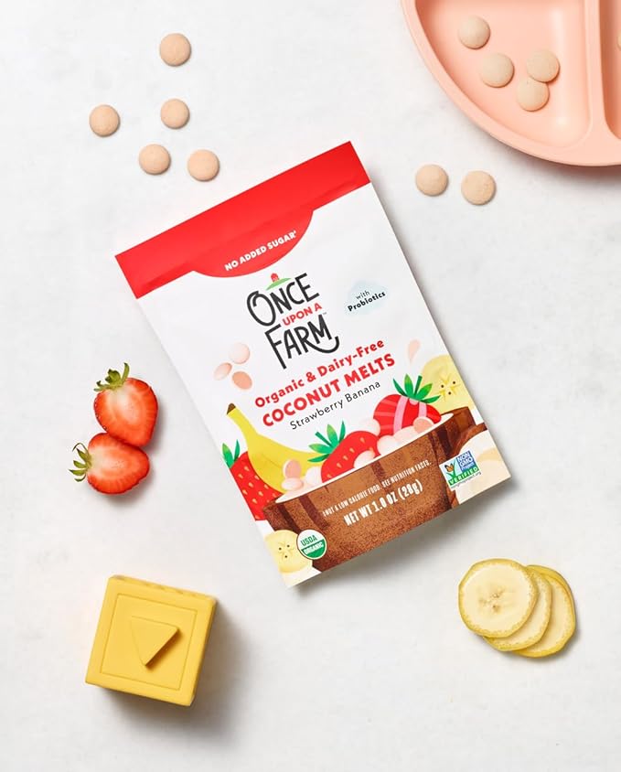 Once Upon A Farm Strawberry Banana Coconut Melts with Probiotics, Organic, Dairy Free, 1 Ounces (Pack Of 8)