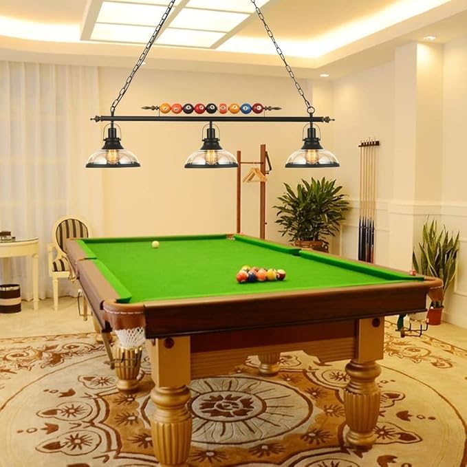 MADISH Billiard Pendant Lights, Retro Island Light Fixtures, for 7'-8' Hanging Pool Table Lights for Bar, Cafe, Billiards Room, Snooker Table, Kitchen Island, Beer Party