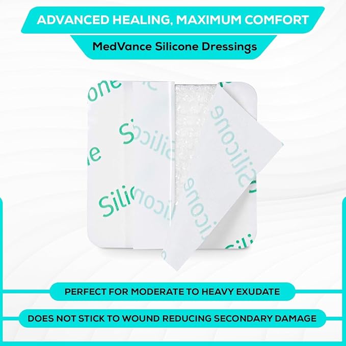 MedVance TM Silicone - Silicone Adhesive Foam Absorbent Dressing, 2"x2", Box of 5 dressings