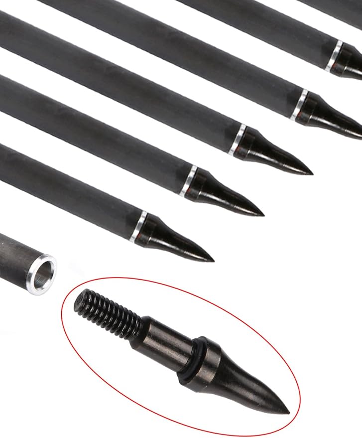 30/32" Inch ST0.006 Hunting Arrows for Compound & Recurve Bow,100% Carbon Archery Target Arrows with Removable Tips for Accurate Hunters & Bowhunters (Pack of 12)