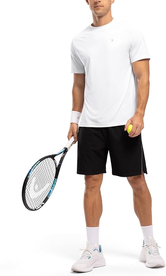 BGOWATU Men's Quick Dry Workout Athletic Shirts Lightweight Tennis Shirts for Men Running Gym Tops