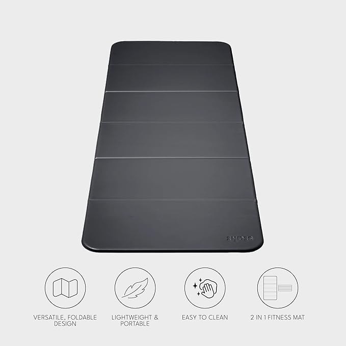 Foldable Multi-Purpose Fitness & Yoga/Pilates Mat, Workout Mat with Non-Slip Surface, Portable & Lightweight, For Studio or Home Use, As Seen on Shark Tank