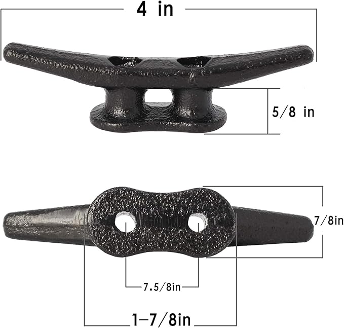 4 inch Dock Cleats 4/6/8/12/16/20/24 Pack,Boat Dock Cleats Rope Cleat Marine Cleats Iron Boat Cleats with Hardware ldeal for Deck,Nautical Decor,Cleats for Boat Dock,Boat Tie Down Cleats