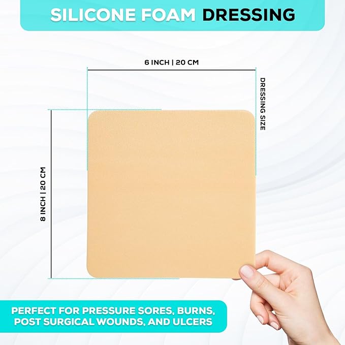 MedVance TM Silicone - Silicone Adhesive Foam Absorbent Dressing, 8"x8", Box of 5 dressings