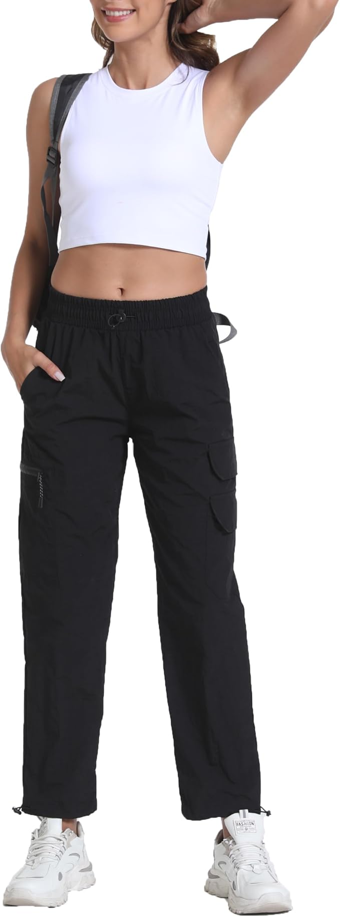 Women's Lightweight Hiking Joggers with Pockets - Water Resistant Cargo Pants for Outdoor Workouts Camping
