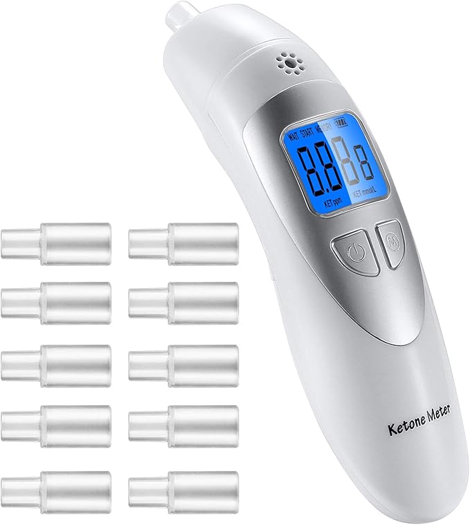 Ketosis Meter Portable Ketosis Breath Tester for Testing Ketosis - Home Ketone Breath Analyzer Professional Ketone Breath Meter - Accurately Monitor Ketonsis in Your Breath with 10 Mouthpieces