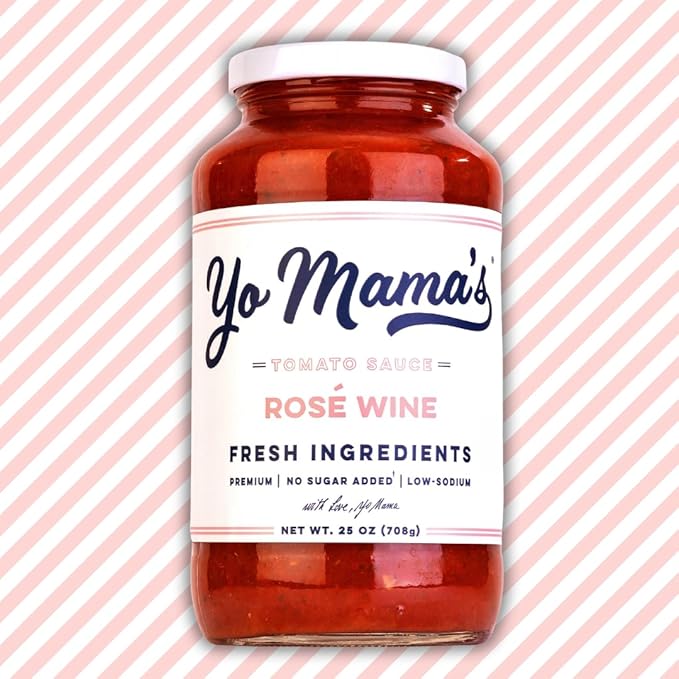 Yo Mama's Foods Keto Rosé Wine Pasta Sauce - Pack of (1) - No Sugar Added, Low Carb, Low Sodium, Gluten Free, Paleo Friendly, Non-GMO, and Vegan
