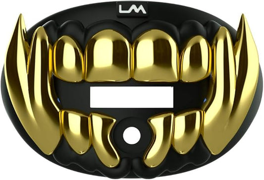 Loudmouth Football Mouth Guard - 3D Chrome Beast Football Mouthpiece, Fits Adult & Youth Ages 5+, Accessories Mouth Guard (3D Beast - Chrome Black/Gold)