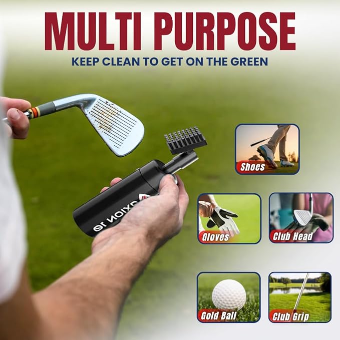 Premium Club Cleaner for Golf Bag & Microfiber Golf Towel, Heavy Duty Magnetic Clip; Golf Brush and Groove Cleaner, Golf Club Cleaner Brush, Great Golf Gift, 4oz Golf Club Water Brush (Perfect Size)