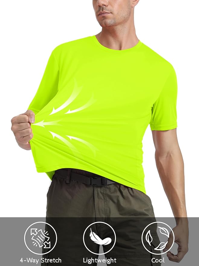 MAGCOMSEN Men's Short Sleeve UPF 50+ T-Shirt Quick Dry Rash Guard Athletic Running Swim Top Tee Performance Water Shirts