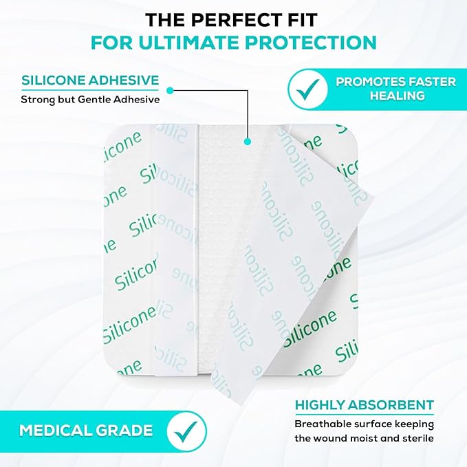 MedVance TM Silicone - Silicone Adhesive Foam Absorbent Dressing, 4"x4", Box of 5 dressings