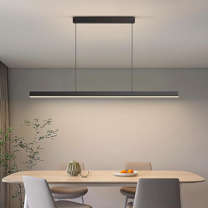Modern Island Lights, 70.8in LED Pendant Light Dimmable with Remote Control 3000k-6000K Adjustable Color Temperature, Aluminum Chandelier Lamp Fixture for Kitchen, Dining Room, Billiard Room