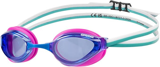 ARENA Unisex Python Racing Swim Goggles for Men and Women Anti-Fog No Leak Max Comfort Dual Strap, Mirror/Non-Mirror Lens