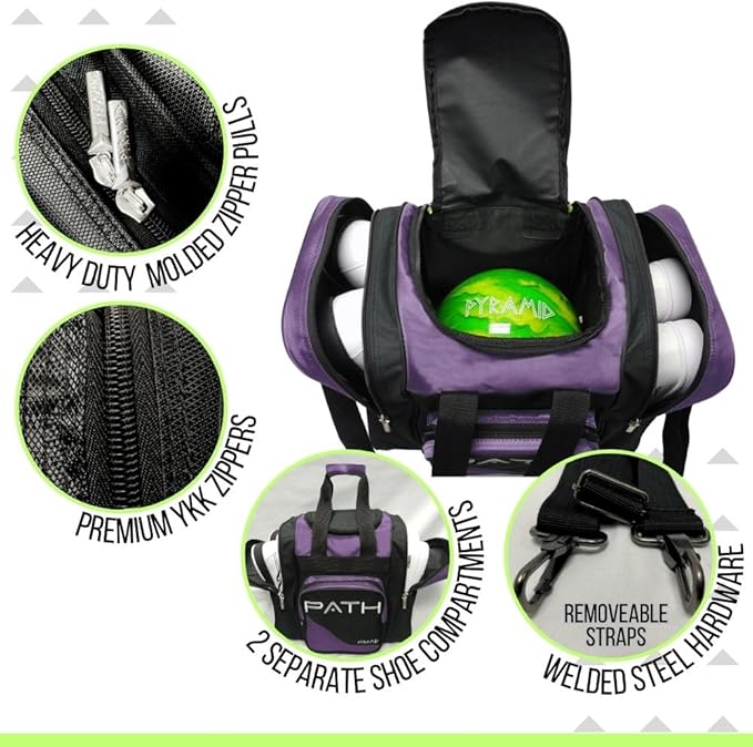 Pyramid Path Pro Deluxe Single Bowling Ball Tote - Holds One Ball, One Pair Shoes Up to Mens 15