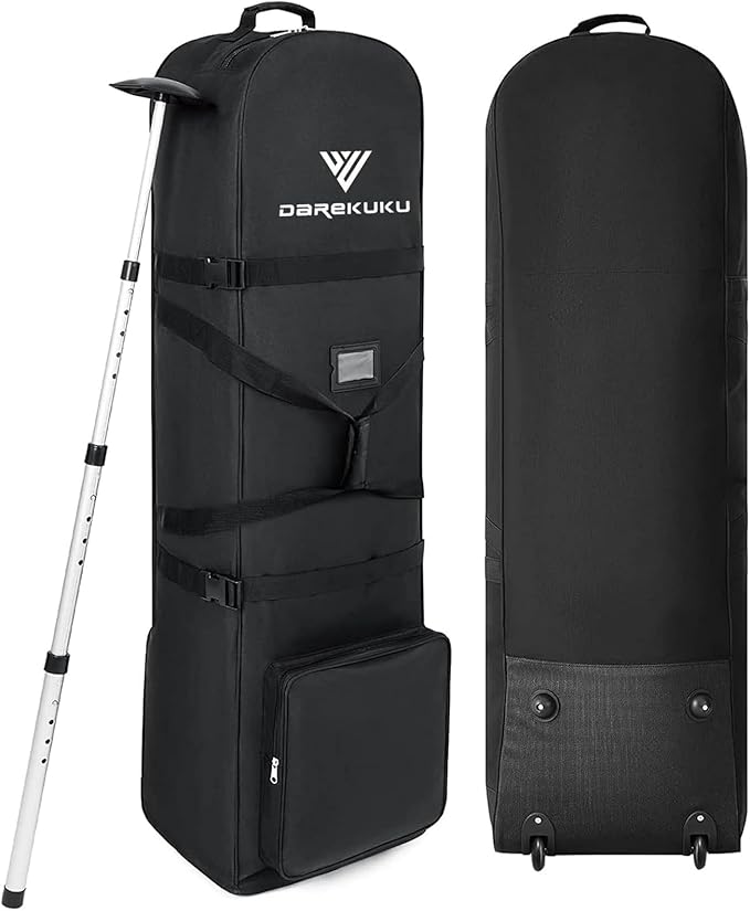 Golf Travel Bags for Airlines with Adjustable Support Rod and Detachable Shoulder Straps, Soft Foldable Golf Club Travel Covers, 900D Heavy Duty Oxford