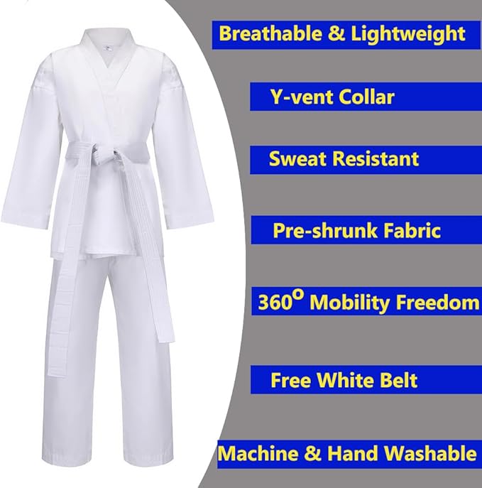MSMAX Karate Gi for Kids Students Martial Arts Training Uniform with Belt for Judo and Karate Taekwondo Jiu Jitsu