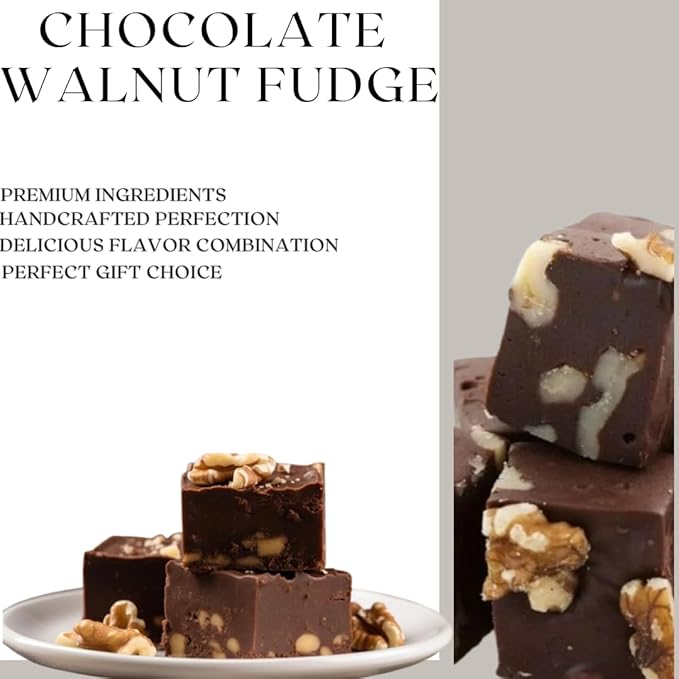 Nuts To You 6.6 Oz. Sugar Free Smooth Creamy Chocolate Walnut Fudge | Fresh Gourmet Candy | Decadent and Delicious Handcrafted Fudge