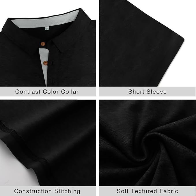 PEGENO Mens Polo Shirts Short Sleeve Casual Cotton Golf Shirts Performance Polo Shirts for Men