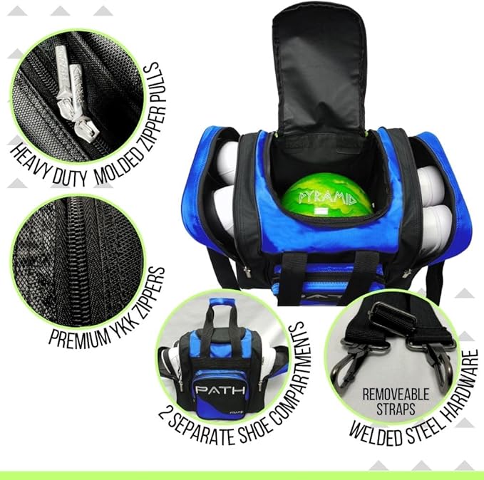 Pyramid Path Pro Deluxe Single Bowling Ball Tote - Holds One Ball, One Pair Shoes Up to Mens 15