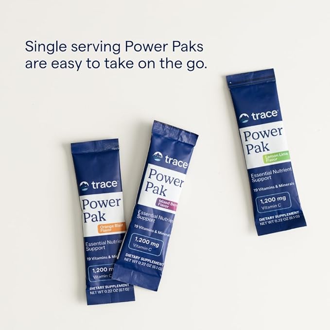 Trace Minerals Power Pak - Health Support Supplement with Vitamins & Minerals- Power Packet Aids Immune Health & Hydration - Mix Powder Supports Bodily Functions - Pomegranate Blueberry (30 Servings)