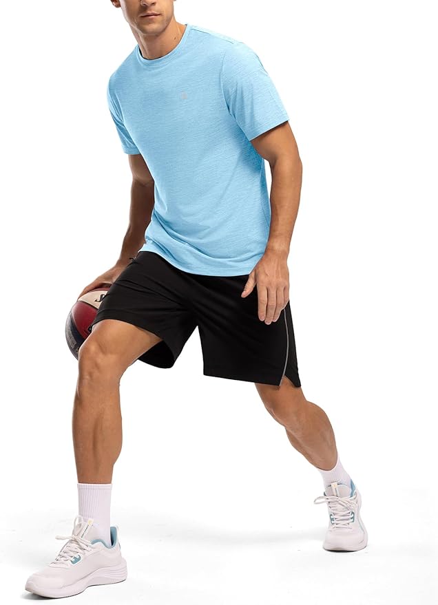 BGOWATU Men's Quick Dry Workout Athletic Shirts Lightweight Tennis Shirts for Men Running Gym Tops