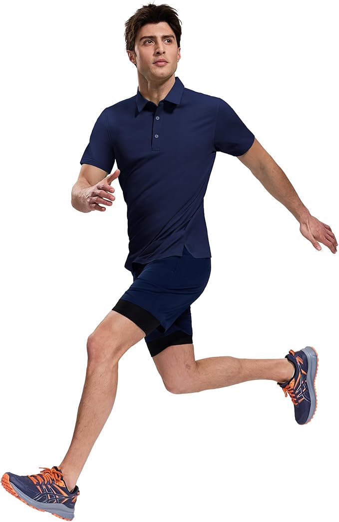 MIER Polo Shirts for Men Short Sleeve Dry Fit Performance Golf Tennis Active Collared Shirts, UPF 50+ Sun Protection