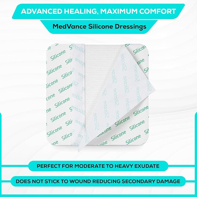 MedVance TM Silicone - Silicone Adhesive Foam Absorbent Dressing, 6"x6", Box of 5 dressings