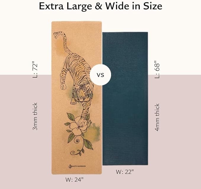 Cork Yoga Mat - Artist Designed, Premium Printed Eco-Friendly Non-Slip mat, Great for Regular & Hot Yoga, Pilates, Workouts 72 inch x 24 inch x 3mm Thick