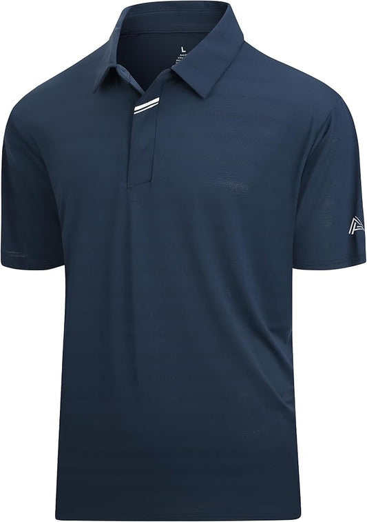 Damipow Premium Golf Shirts for Men Dry Fit Performance Polo Short Sleeve Collared Shirt