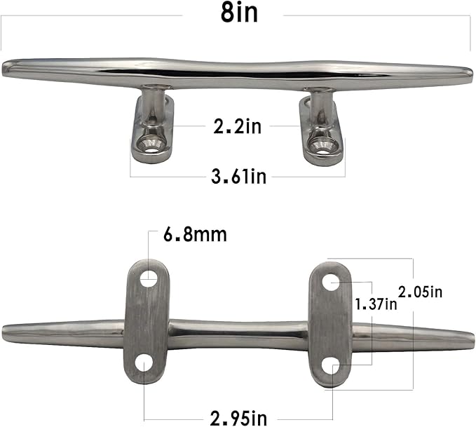 8/10/12/15 inch Dock Cleats - 316 Stainless Steel Boat Cleats Boat Dock Cleats,Open Base Dock Cleat with Fasteners,Marine Cleat Rope Cleat Boat Cleat for Boat/Deck/Nautical Decor(1,2,4,6 Pack)