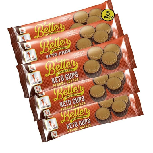 Better Than Good Keto Chocolate Peanut Butter Cups – Low Carb Buckeyes, Healthy, Gluten Free, Low Calorie & 0g Added Sugar – Diabetic Friendly Protein Snacks For The Whole Family (5-Pack of 4 Each)