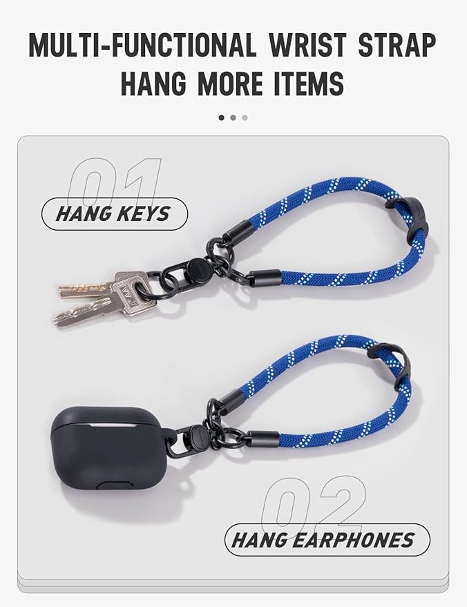 project-cb Phone Wrist Strap 1,Tether Tab 2,Phone Wristlet,Lanyard Wrist Strap,Key Holder,KeyChain,KeyRing×2(Khaki)