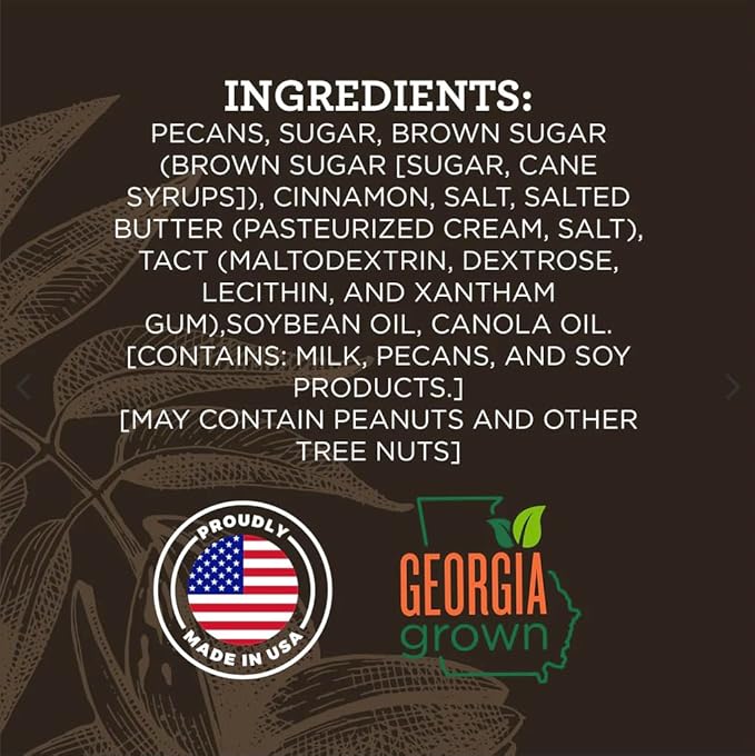 HUDSON PECAN: Cinnamon Pecans Georgia Grown, Family Owned. Cinnamon & Sugar Candy Coated Pecans, Expertly Baked to Perfection, 8oz