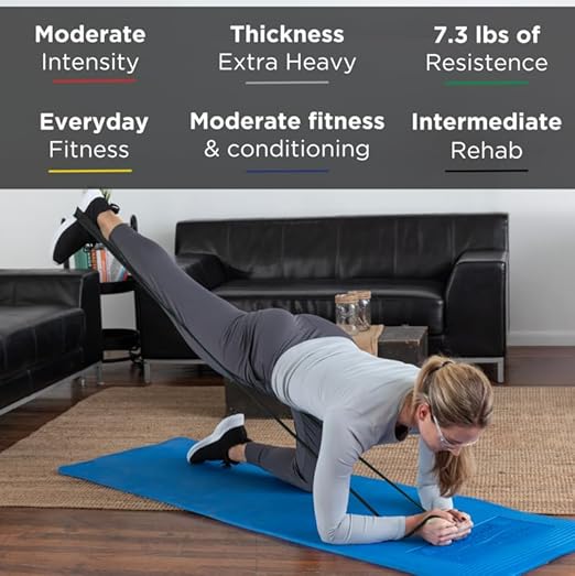 THERABAND Resistance Band Set, Professional Elastic Bands for Upper & Lower Body & Core Exercise, Physical Therapy, Lower Pilates, At-Home Workouts, and Rehab, 5 Foot, Blue & Black, Advanced