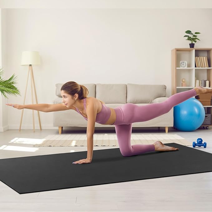 VEVOR Large Exercise Mat, Non Slip High Density Premium Yoga Mat, Exercise Yoga Mat for Men Women, Fitness & Exercise Mat with Bag & Carry Strap, for All Types of Home Yoga, Pilate & Floor Workout