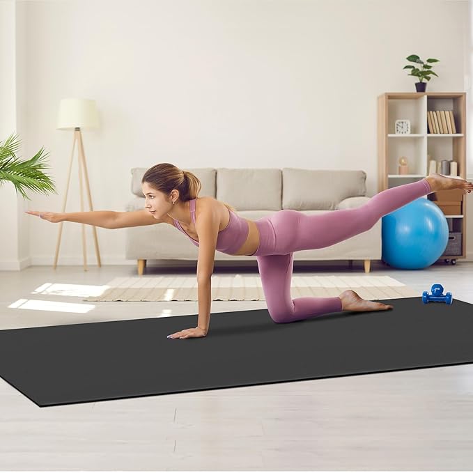 VEVOR Large Exercise Mat, Non Slip High Density Premium Yoga Mat, Exercise Yoga Mat for Men Women, Fitness & Exercise Mat with Bag & Carry Strap, for All Types of Home Yoga, Pilate & Floor Workout