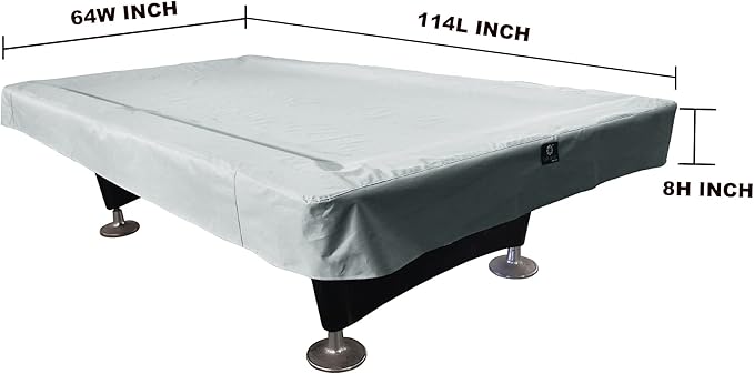 7/8/9FT Heavy Duty 600D Polyester Canvas Billiard Pool Table Cover(7 Colors Available) (Gray, 9-Foot)