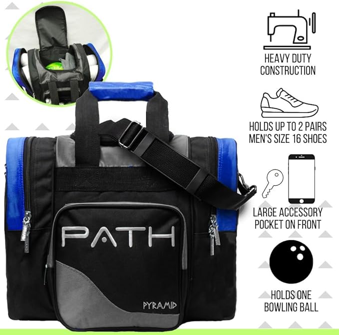 Pyramid Path Pro Deluxe Single Bowling Ball Tote - Holds One Ball, One Pair Shoes Up to Mens 15