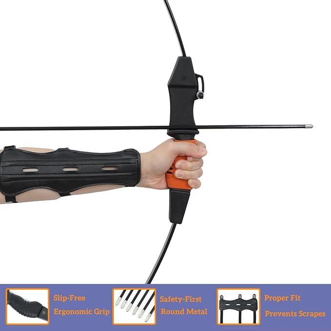 40" Youth Bow and Arrow Set for Kids 8-12 & Teens - Ambidextrous Recurve Archery Gear with Safety Arrows - Toys for Ages 8-13, Backyard Games Gift for Beginner Archers