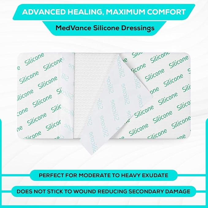 MedVance TM Silicone - Silicone Adhesive Foam Absorbent Dressing, 4"x8", Box of 5 dressings