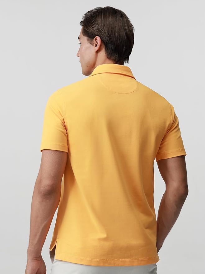 BCI Cotton Blend Pique Polo Shirts for Men Short Sleeve Tops Comfort Split Hem with 3-Color Tape